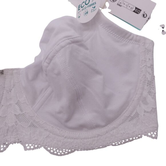 NWT Dorina Hera Non Padded Underwire T-Shirt Bra Sz 34F White Cotton Lace Trim - Picture 4 of 13